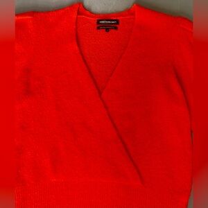 Something Navy red v-neck sweater. Size small.